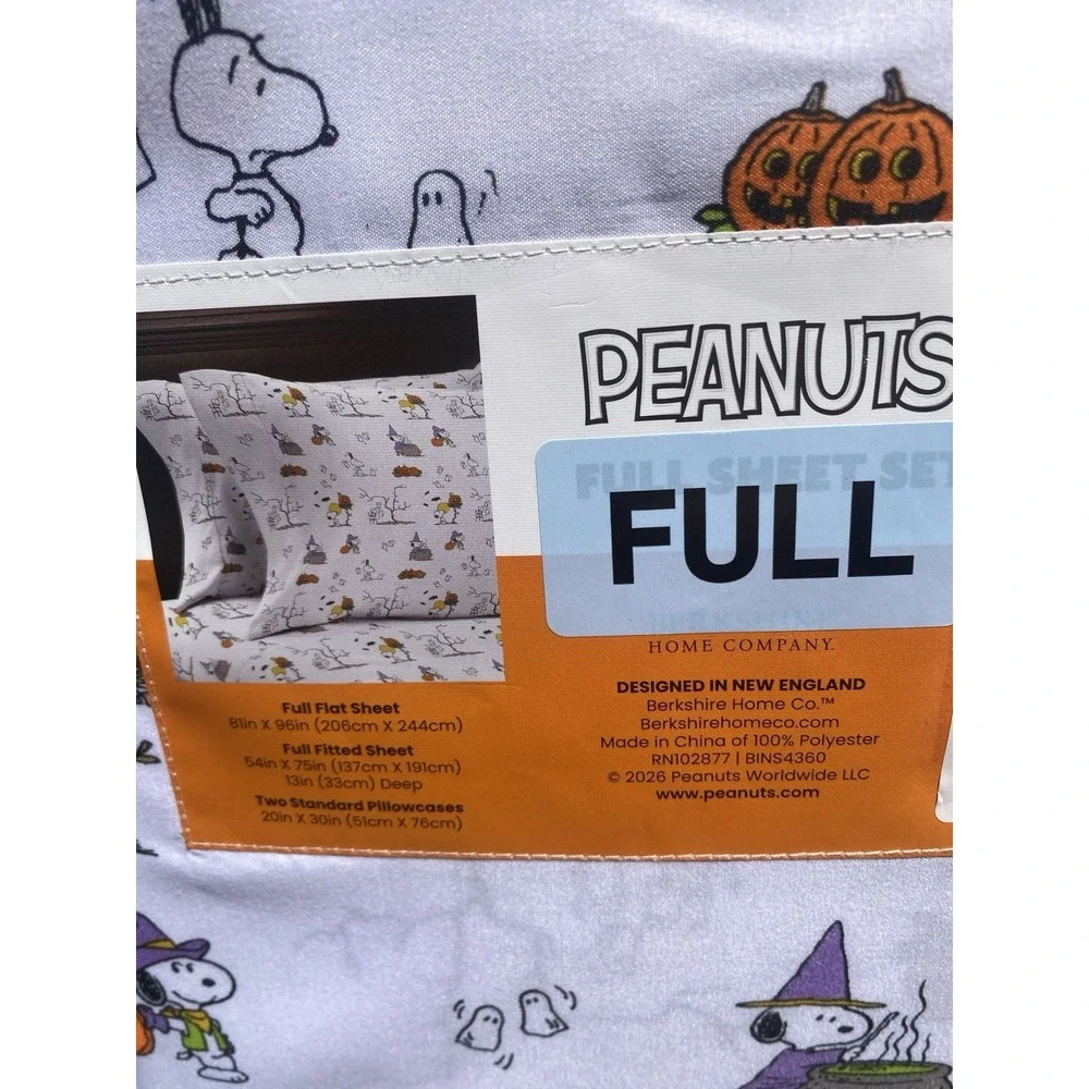 New Peanuts Snoopy Halloween Full Sheet Set Witch Ghost Cauldron Ghost Cowboy
